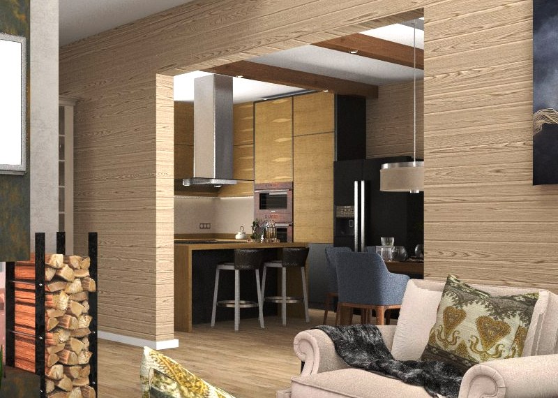 дизайн проект гостиной комнаты с камином загородного дома 250 м2